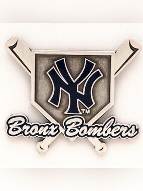 New York Yankees collector pin home plate design “NY" logo and "Bronx Bombers"